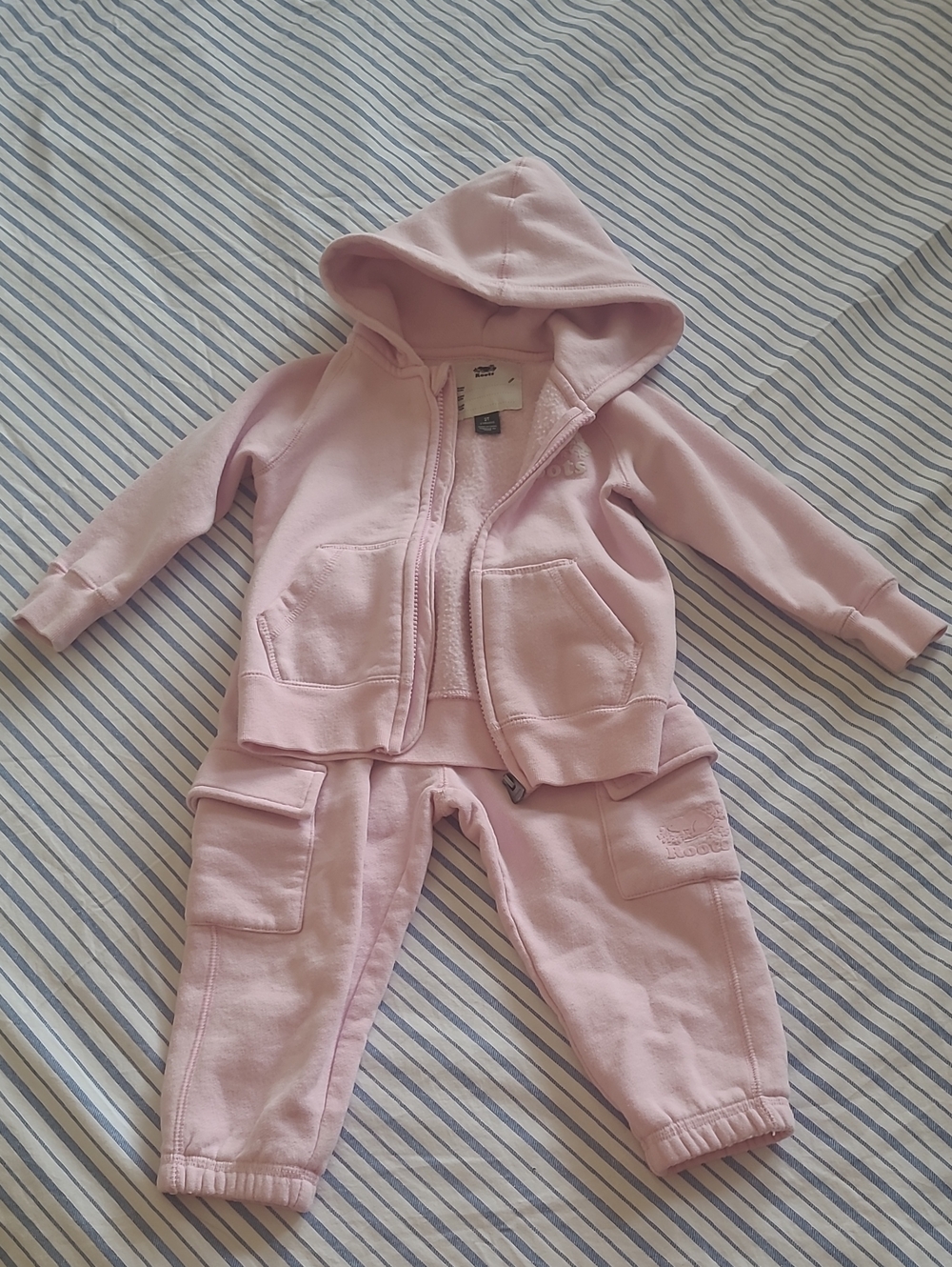 Roots Baby Pink Hoodie & Cargo Joggers Set